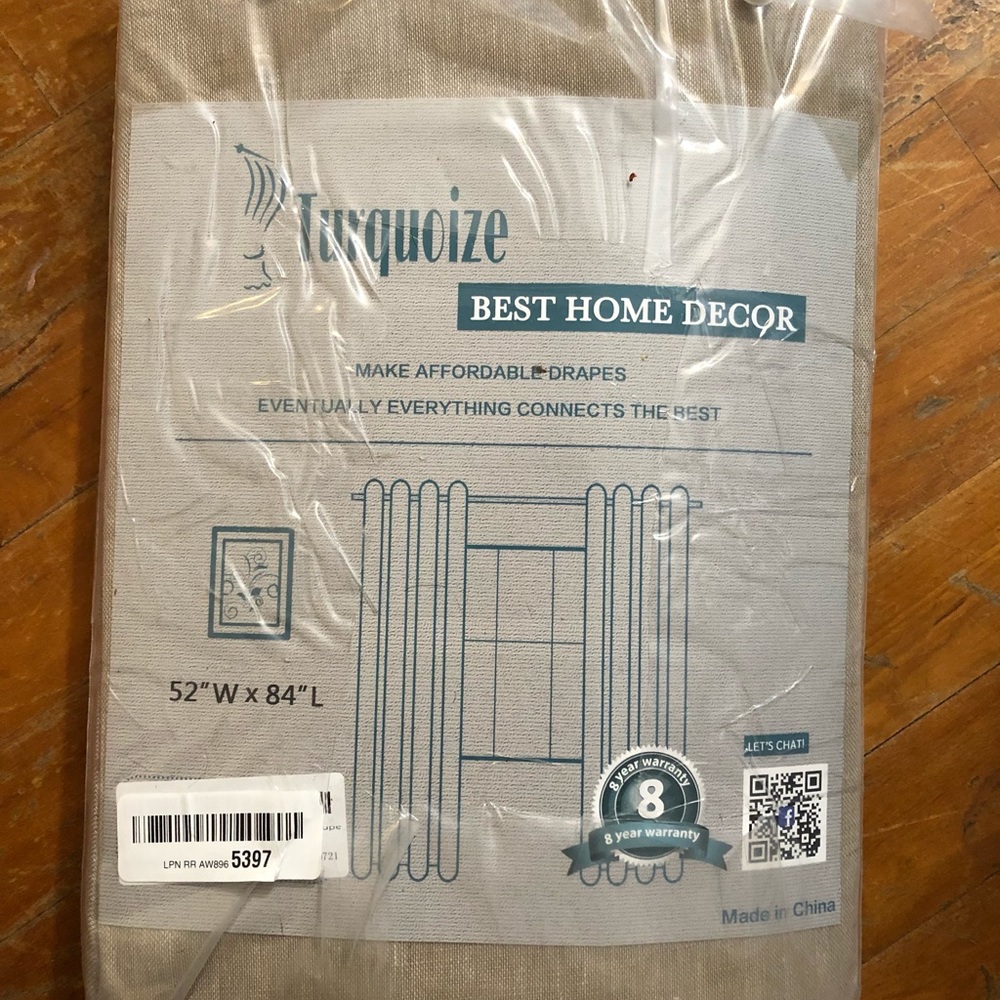 Turquoize semi sheer brown 52x84 inch 2 panel curtains